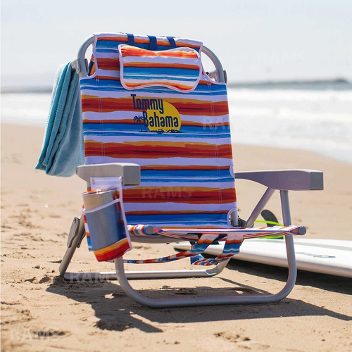 Tommy Bahama Beach Chair Backpack Folding Low Seat Lounge Summer Camping Stripe eBay