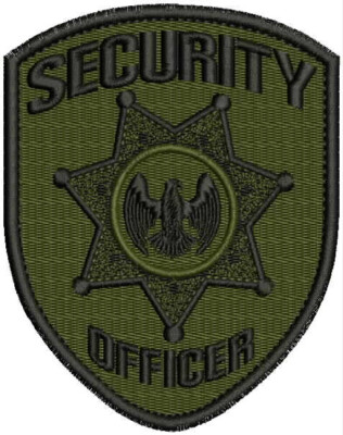 SECURITY SHOULDERS  EMBROIDERY PATCH 4.5X3.75''X hook on back BLacK/OD GREEN