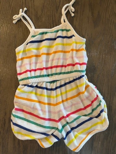 OLD NAVY GIRLS MULTI STRIPED TERRY PRINT COTTON BLEND SHORT ROMPER SIZE 5T - Picture 4 of 4