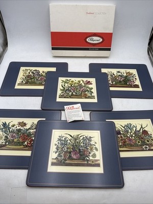 Vtg Pimpernel Placemats Set of 6 Floral Array Cork Backed 12''x9  Deluxe Finish
