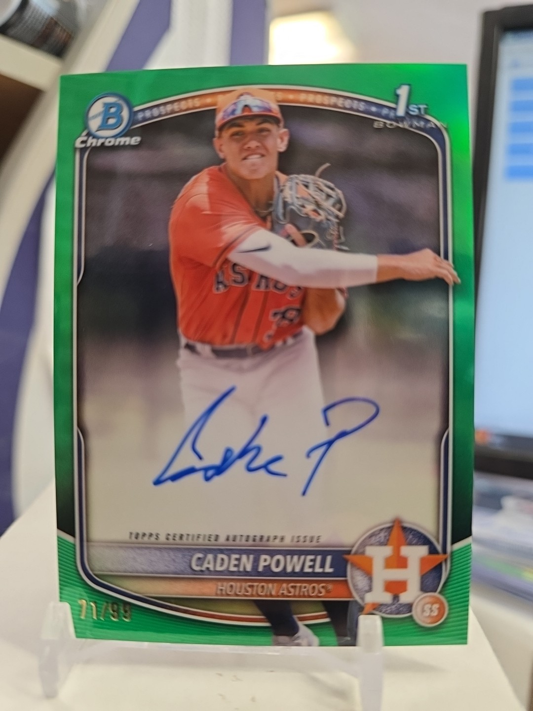 2025 Bowman Chrome Caden Powell CPA-CPO Autograph True Green Refractor 71/99