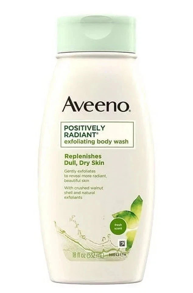 Aveeno Positively Radiant Exfoliating Body Wash Replenishes 
