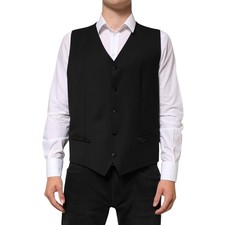 DOLCE & GABBANA Vest Black Wool Dress Formal Men Waistcoat IT56/US46/XXL 1800usd