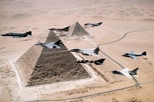 US Egyptian Aircraft Flying Over Pyramids Fighter Art Print Poster 18x12