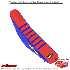 D-COR Seat Cover Blue/Red W/Ribs Honda Crf450rx 2017-2019 450r 2017-2019