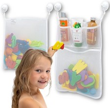 2 x Mesh Bath Toy Organizer 8 Ultra Strong Hooks The Perfect Bathtub Toy ...