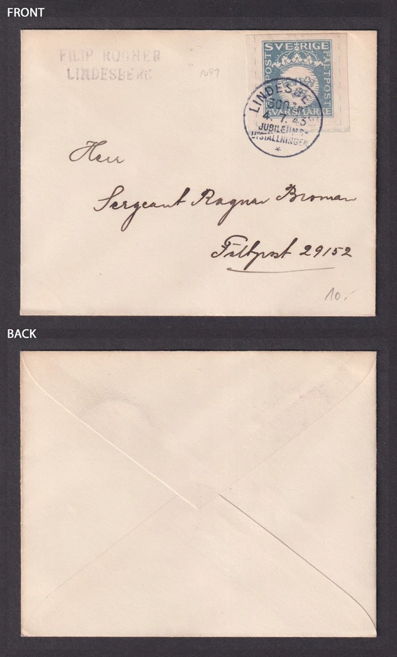 ШВЕЦИЯ 1943, обложка полевого поста от Lindesberg - Изображение 3 из 3