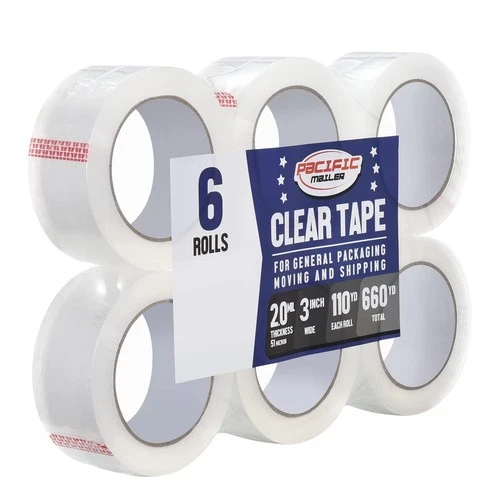 Pacific Mailer Clear Packing Tape, Packaging Tape for Shipping Packaging Movi... - Picture 1 of 7