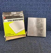 SE JT34443SB: 4" x 4" Steel Bench Block, 3/4" Thick, 45 HRC Hardened Steel