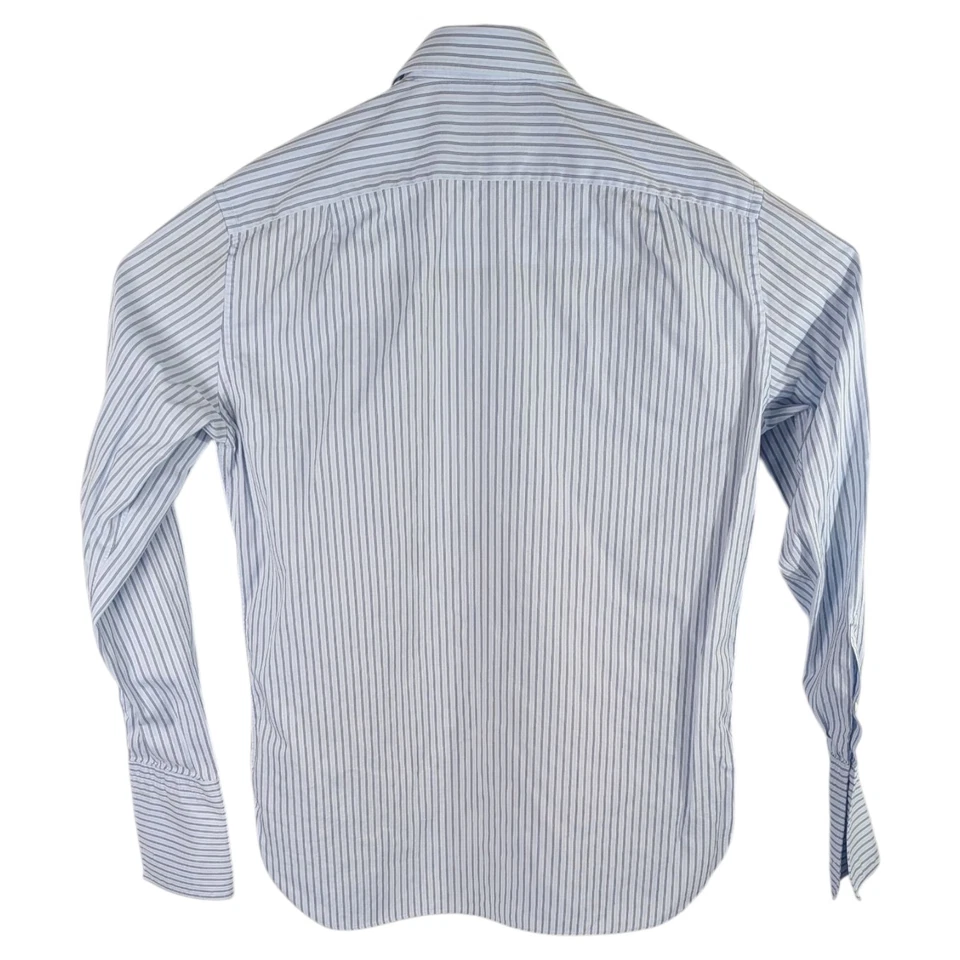 Camisa Ermenegildo Zegna Puño Francés Para Hombre 16-41 (Grande) Azul Blanco Azul Marino Rayas Foto 3 de 4