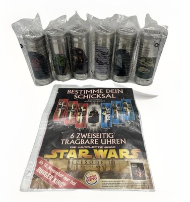 Star Wars 2005 Digitaluhren Armbanduhr Burger King Sammler Komplett + Broschüre