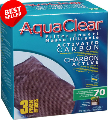 Aquaclear 70 Activated Carbon Inserts Aquarium Filter Media 3-Pack A1386 White