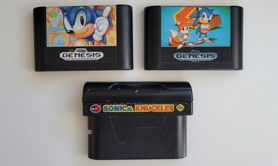 Sonic the Hedgehog 1, 2, Sonic & Knuckles Sega Genesis Game Lot of 3 - Tested