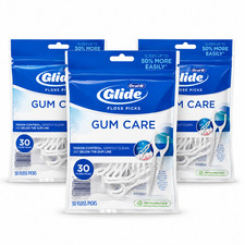 Oral-B Glide Gum Care Dental Floss Picks 30ct Each, 3 Pack, 90 Total