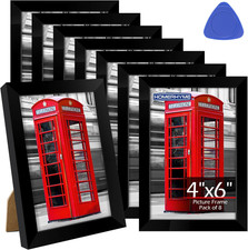 HOMERHYME 4X6 Picture Frames Set of 8, 4 by 6 Black Photo Frames for Gallery Wal