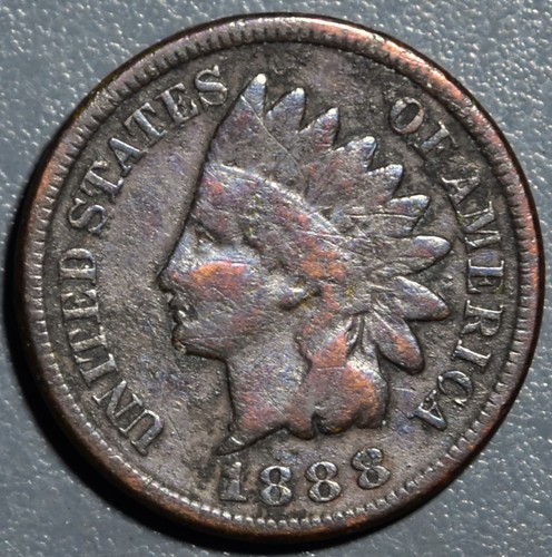 1888 1C INDIAN HEAD CENT KM# 90a Grade: VG A4745