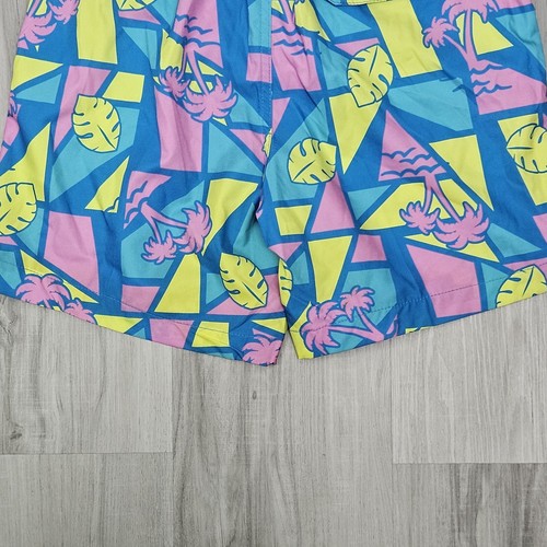 Uzzi Swim Trunks Youth Boys Small Colorful Pink Blue Palm Trees Beach Shorts - Picture 8 of 16