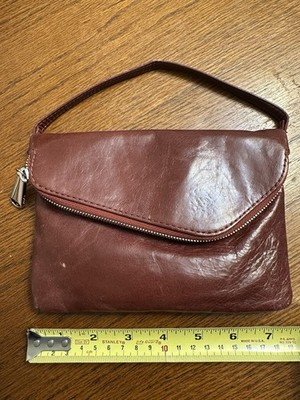 Hobo Red Shoulder Leather Bag Chain Strap Silver Hardware Magnetic Zip