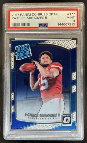 2017 Panini Donruss Optic Patrick Mahomes II RC Rated Rookie #177 Chiefs PSA 9