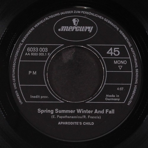APHRODITE'S CHILD: spring summer winter & fall / air MERCURY 7" Single 45 RPM - Picture 4 of 4