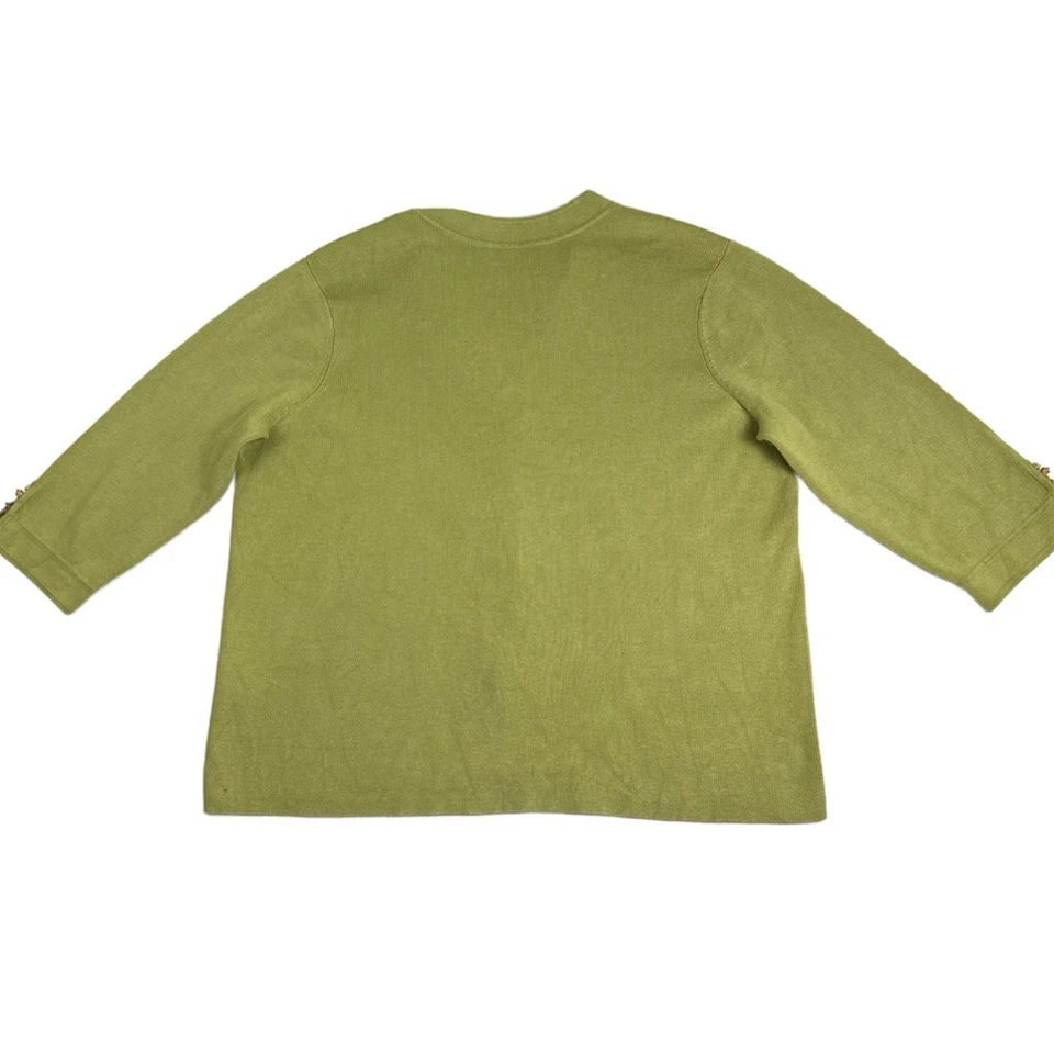 Cárdigan SIGRID OLSEN Mujer XL Verde Seda Cuentas Botones Artístico Boho Manga 3/4 Foto 4 de 4
