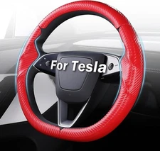Fit For Tesla Model 3/Y 2024-2025, 14.5-15 in Leather Soft Steering Wheel Cover