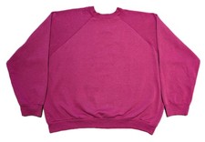 VTG 80s 90s Tultex Raglan Pullover Sweatshirt Adult Large Magenta USA Essential