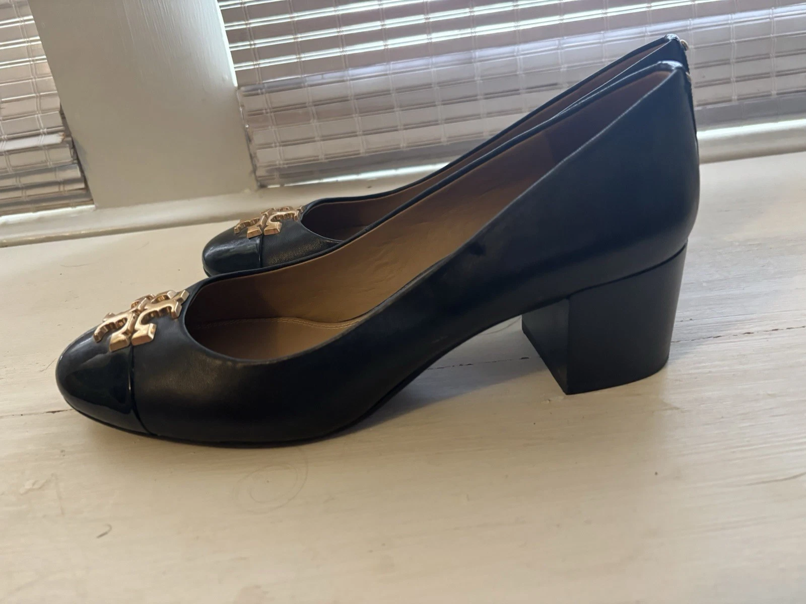 TORY BURCH Everly Tacco a Blocco con Punta a Cappuccio in Pelle Nero Taglia 10