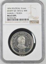 1877 Samuel J. Tilden Campaign Medal DeWitt-SJT 1876-6 White Metal MS 65 DPL