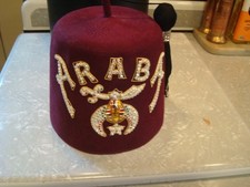 Shriner's Fez Hat Jeweled ARABA  Case Hialeah, Florida D. Turin Size 7 1/2