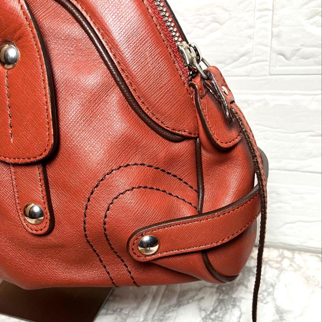 Salvatore Ferragamo Gancini Red Brown Leather Shoulder Bag Y2K Auth image 7