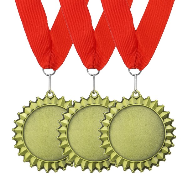 "3 Auszeichnungsmedaillen, 1. Platz Gewinnermedaillen Mit Rotem Halsband, 3\" Gold"-image