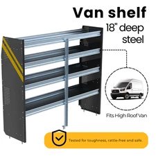 Steel Deep Shelf 72 × 20 × 62 in – For High Roof Van Cargo Area | N5-DS72-4