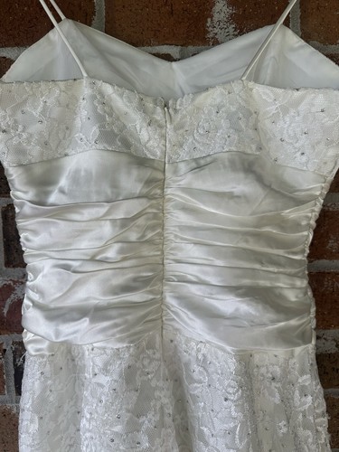 LENOVIA Bridal Dress WHITE SIZE XS Lace With Satin Sash - Picture 7 of 19