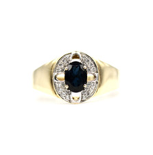 375 Gelbgold Ring Saphir Diamant Damenring RW 60