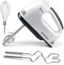 Electric Hand Mixer 7 Speed 180W Handheld Whisk with 5 Stainless Accessories
