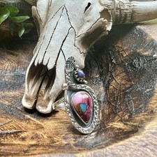 925 Sterling Silver Snake Ring w/ Dahlia Stone   Size 9   Unique Serpent Design
