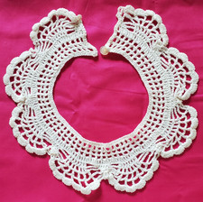 Crochet Collar Handmade White 9 1/2" Diameter Button Closure