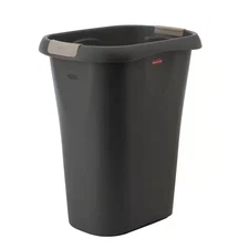Trash Can 8 Gallon Lidless LinerLock Black Rectangular Plastic Garbage Indoor US