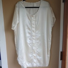 Adonna Vintage Slip Nightgown Cottage Core Satin Button Down Size XL