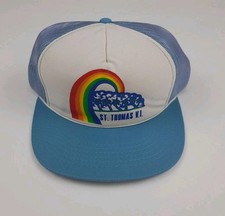 Vintage St Thomas Virgin Islands Rainbow Print Mesh Trucker Hat 80s 90s Travel