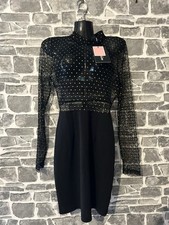 PrettyLittleThing Black CrIss Cross Mesh Top Bodycon Dress. BNWT