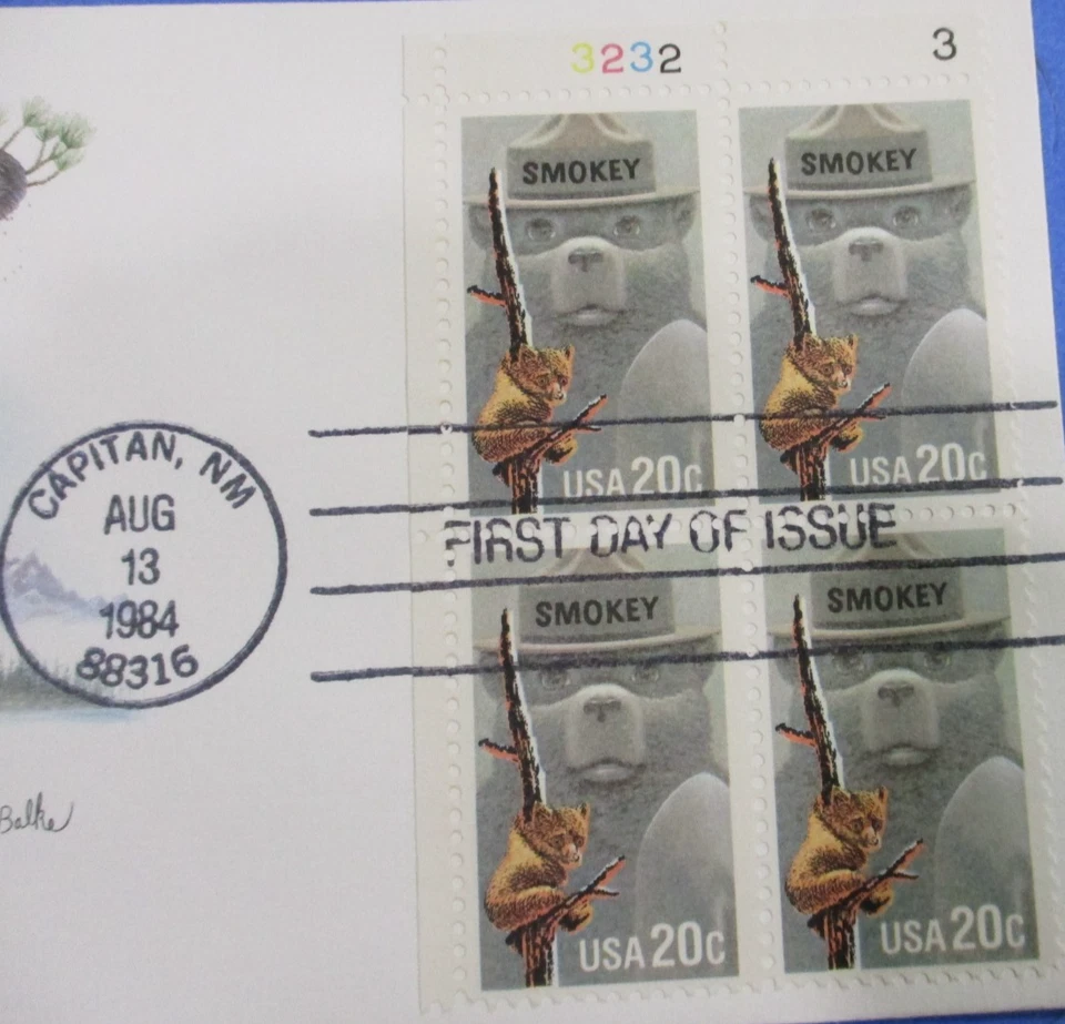 FDC  1984 FLEETWOOD CACHET FDC "SMOKEY BEAR"  POSTED CAPITAN, NEW MEXICO - Image 3 of 4
