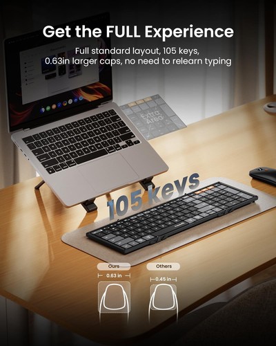 ProtoArc Foldable Keyboard Mouse Combo, XKM01 CaseUp Portable Bluetooth Keybo... - Picture 6 of 9