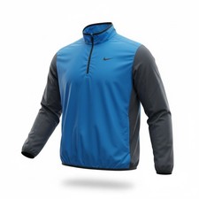 Nike Golf Jacket Mens XL Blue/Gray Windbreaker 1/4 Zip Pullover Light Weight