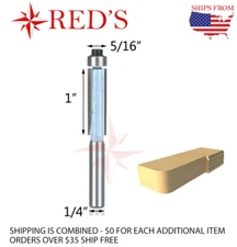 Tideway Carbide IND LC02010504 5/16 Dia Flush Trim Straight 1/4 shank router bit
