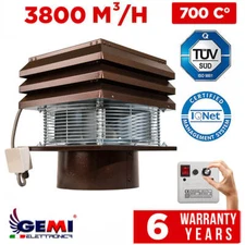 Chimney Fan Fireplace Barbecue Exhaust Fan Round Flue 30 Cm / 12" 110 Volt Gemi