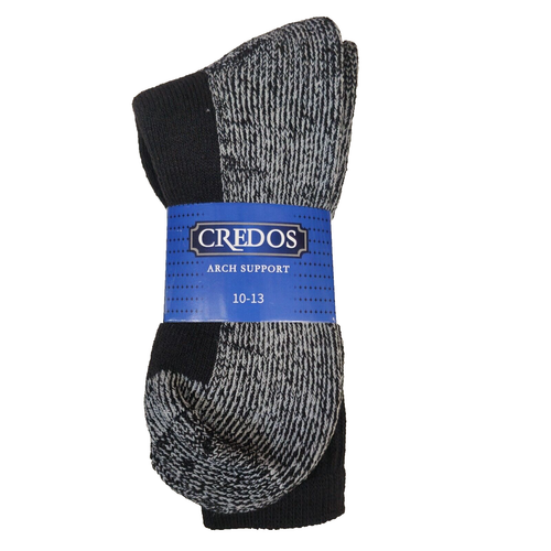 3 Pairs Extra Heavy Athletic Cotton Black Arch Support Socks Work Warm Cushioned - Picture 7 of 7