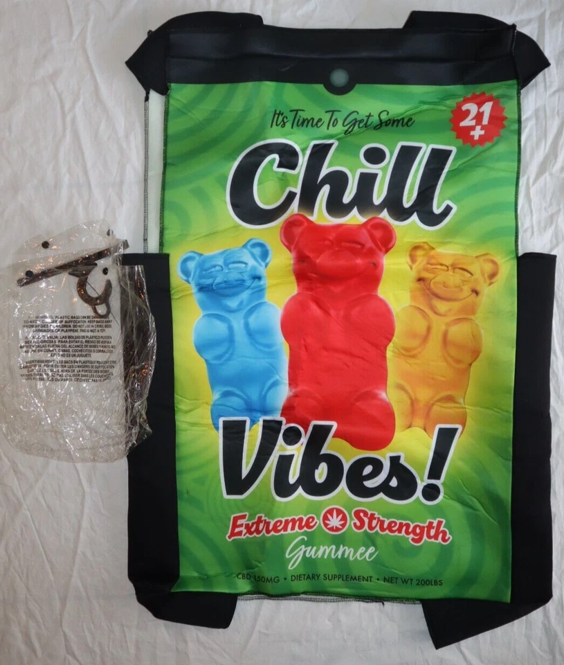 ¡PAQUETE DE DISFRACES CHILL VIBES PARA ADULTOS! (3x) PACKS DULCES GOMITAS 1 NUEVO CON MASCARILLA Foto 3 de 4