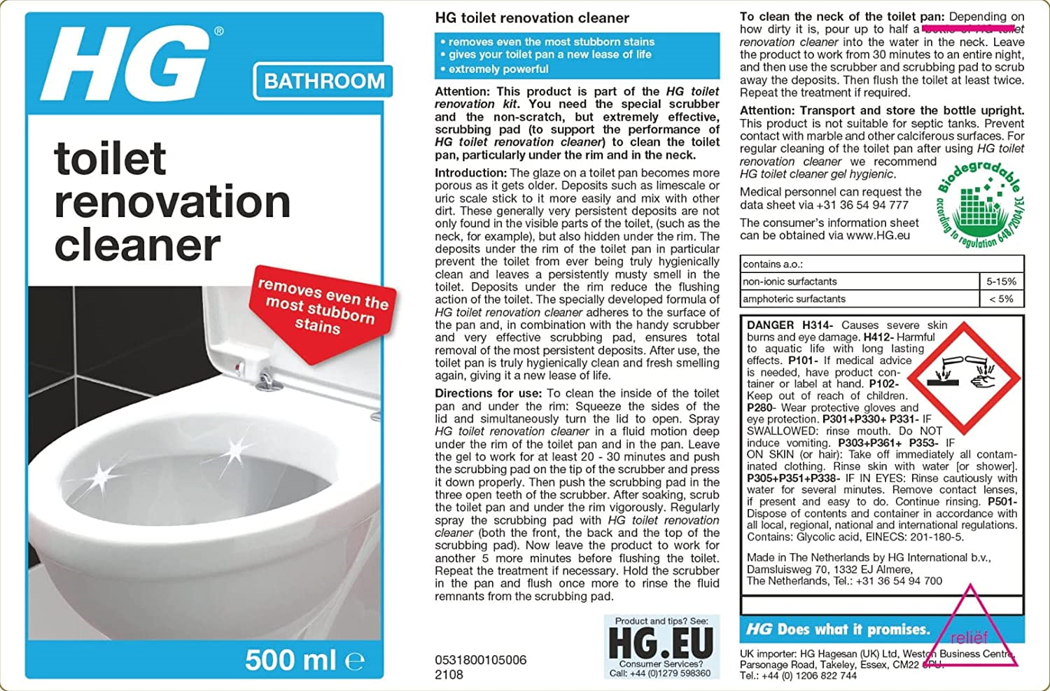 HG Toilet Renovation Kit, Effective Bathroom & WC Cleaner/Descaler